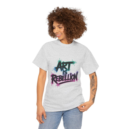 Art Is Rebellion Women's Graphic T-Shirt, Graffiti Street Art Tee, Bold Rebel Statement Top