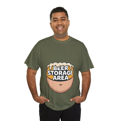 Funny Beer Belly T-Shirt, Beer Storage Area Graphic Tee for Men, Dad Bod Humor Shirt, Beer Lovers Gift, Drinking Gift, Party Apparel