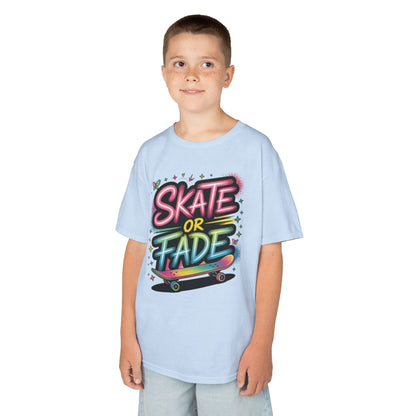 Skate Or Fade Girls Shirt, Colorful Graffiti Skateboarding Tee, Kids Heavy Cotton™ Tee