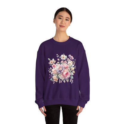 Floral Crewneck Sweatshirt, Cozy Floral Sweatshirt for Spring, Gift for Her, Women's Floral Top, Pastel Floral Sweatshirt