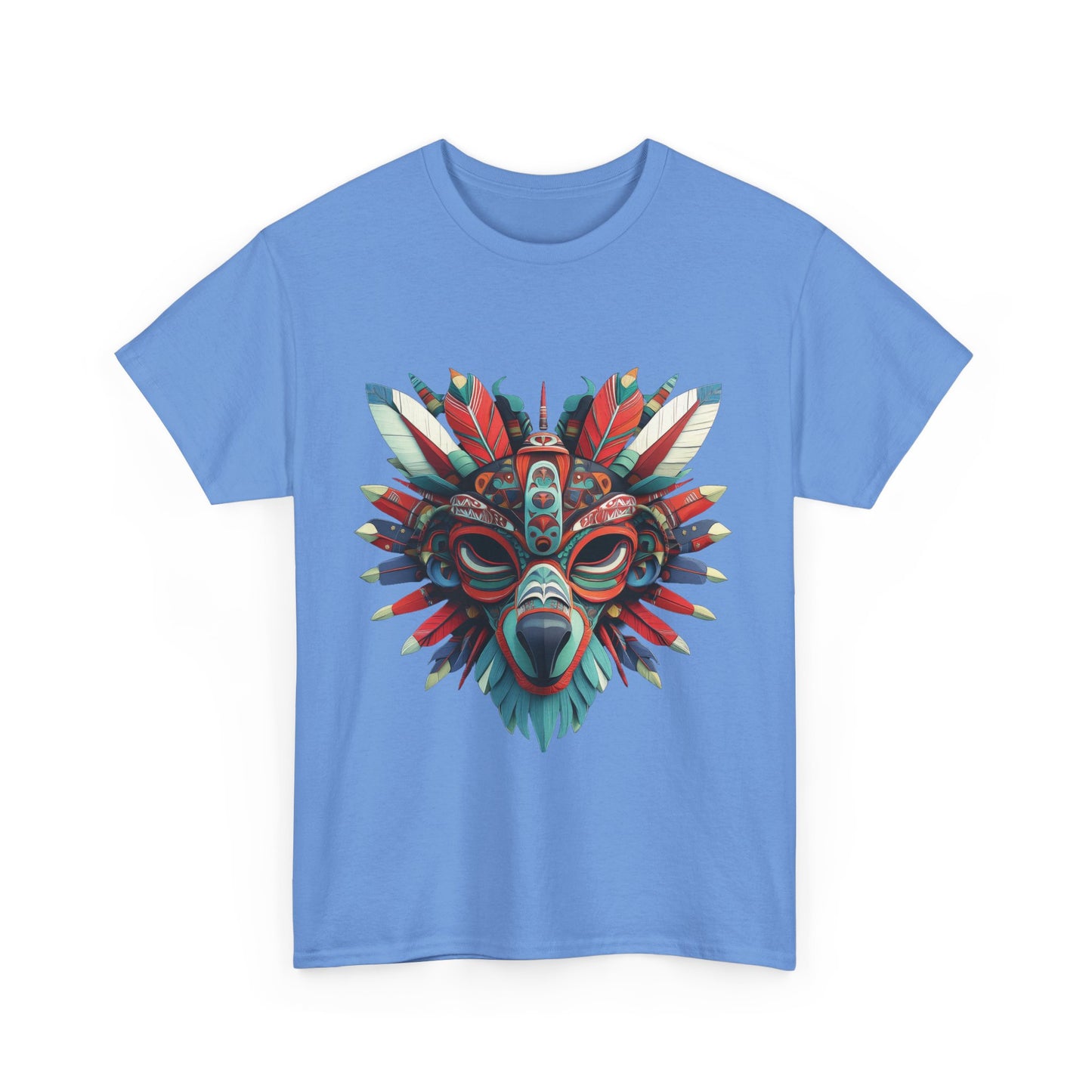 Tribal Wolf Mask T-Shirt, Colorful Native Spirit Animal Tee, Unisex Heavy Cotton Graphic Shirt, Boho Ethnic Festival Top,Gift for Art Lovers