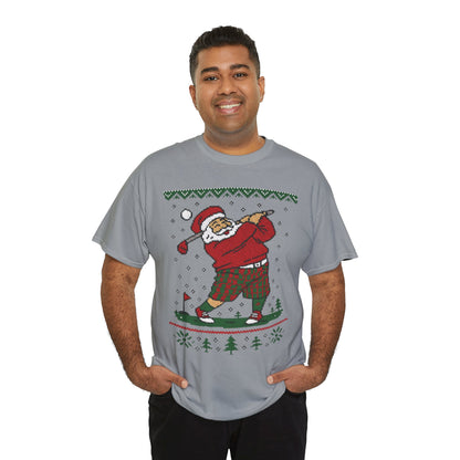 Funny Golfing Santa Christmas T-Shirt, Ugly Christmas Golf Shirt for Men, Holiday Golf Player Tee