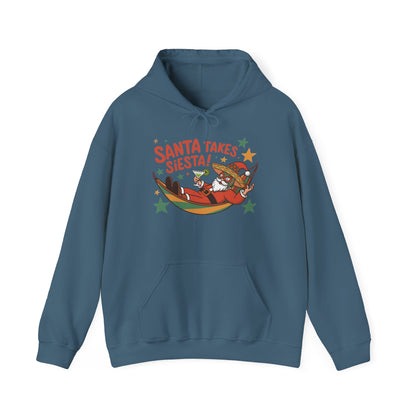 Santa Takes a Siesta Funny Christmas Hoodie for Men, Mexican Santa Holiday Sweatshirt, Siesta Santa Christmas Sweater