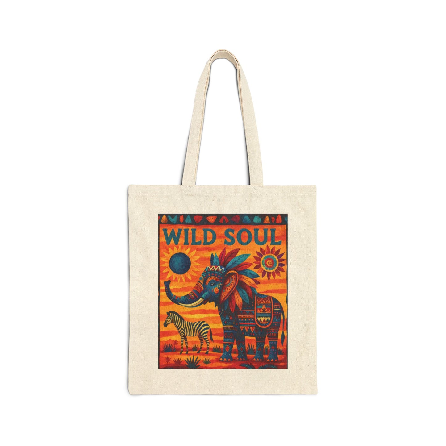 Wild Soul Elephant Tote Bag, Boho Canvas Bag, Eco-Friendly Reusable Shopping Tote, Perfect for Gifts & Everyday Use