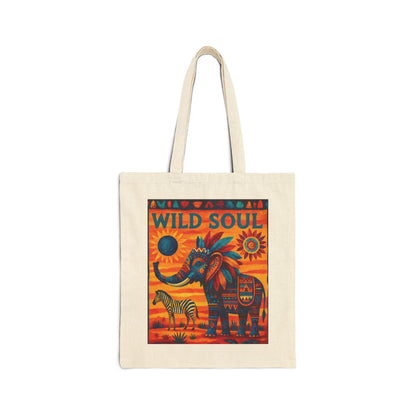 Wild Soul Elephant Tote Bag, Boho Canvas Bag, Eco-Friendly Reusable Shopping Tote, Perfect for Gifts & Everyday Use
