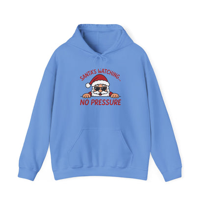 Sant's Watching No Pressure Women's Christmas Hoodie, Funny Holiday Sweatshirt