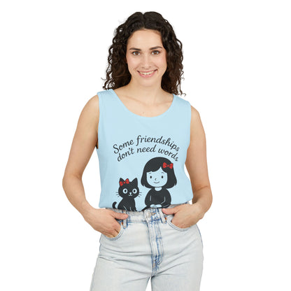 Friendship Tank Top, Cute Cat Lovers Gift, Womens Summer Apparel, Perfect for Casual Outings, Friendship Day, Cat Mom Tees