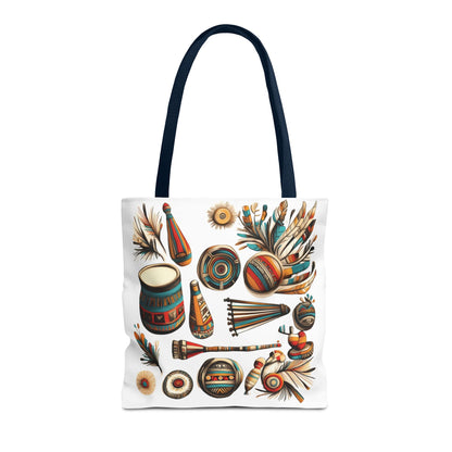 Boho Tribal Music Tote Bag, Ethnic Percussion Instrument Art, Festival Vibes, Shopping Bag, Bohemian Tote, Weekender Bag, Beach Bag, Large Canvas Bag