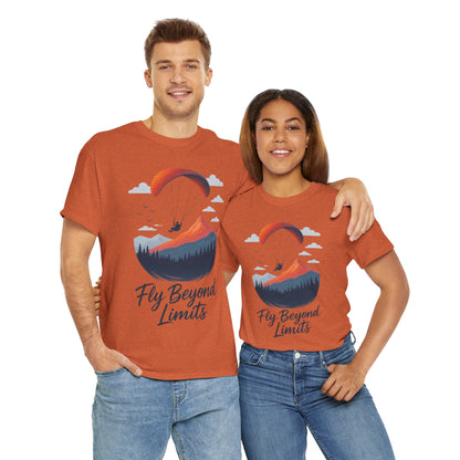 Paragliding Adventure T-Shirt, Mountain Landscape Tee, Nature Travel Lover Shirt, Outdoor Hiking Gift, Unisex Heavy Cotton Tee