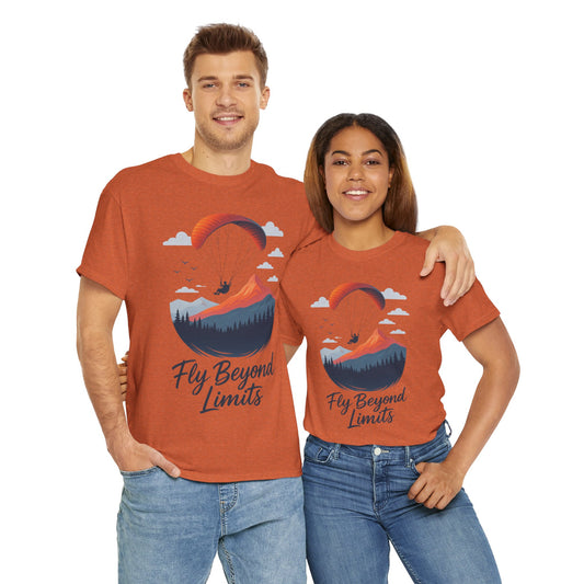 Paragliding Adventure T-Shirt, Mountain Landscape Tee, Nature Travel Lover Shirt, Outdoor Hiking Gift, Unisex Heavy Cotton Tee