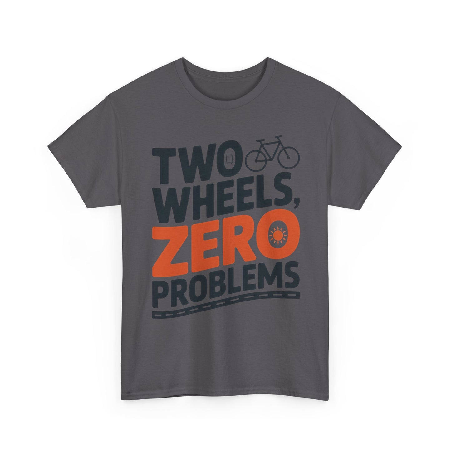 Two Wheels Zero Problems Mens Graphic Biker T-Shirt, Bike Humor Tee, Biker Gift