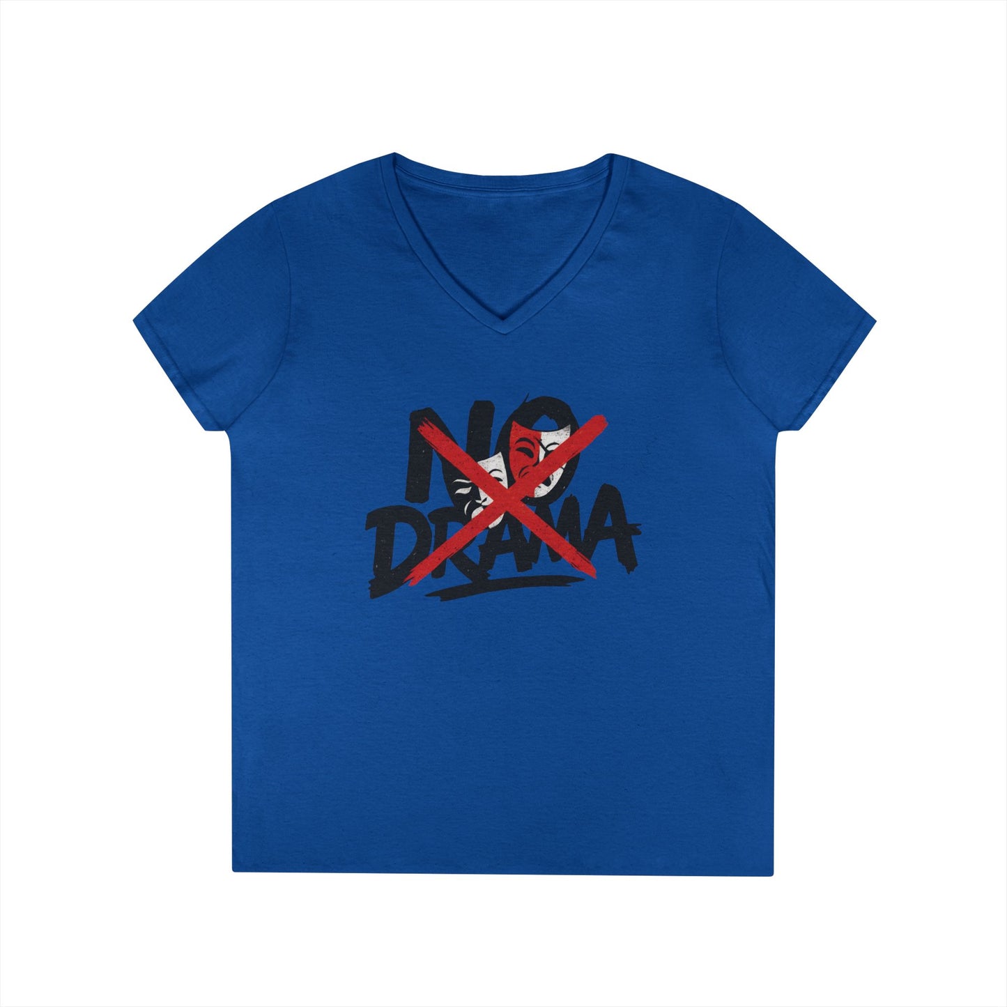 No Drama Ladies' V-Neck T-Shirt, Casual Graphic Tee, Perfect for Everyday Vibes, Gift Idea for Friends, Fun Statement Top, Mood Daily Modes