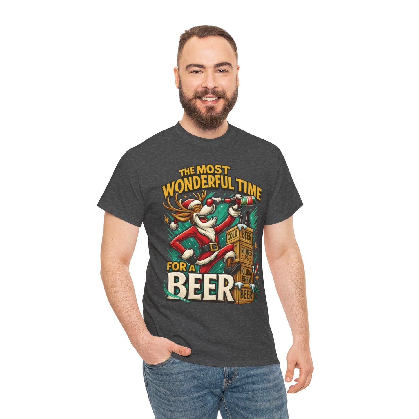 Funny Christmas Beer T-Shirt for Men, The Most Wonderful Time for a Beer