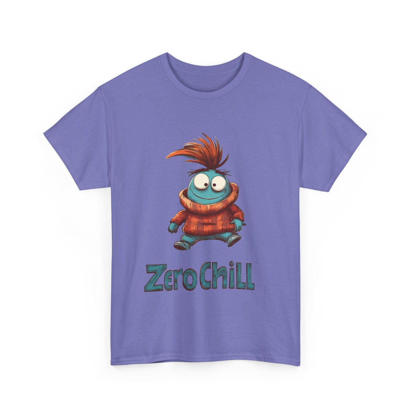 Zero Chill Funny Cartoon Character Tee, Quirky Cute Monster Shirt, Chill Vibes Humor Gift, Fun Cartoon T-Shirt, Chill Vibe Shirt