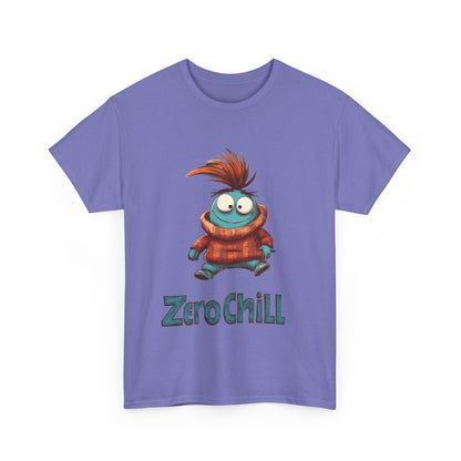 Zero Chill Funny Cartoon Character Tee, Quirky Cute Monster Shirt, Chill Vibes Humor Gift, Fun Cartoon T-Shirt, Chill Vibe Shirt