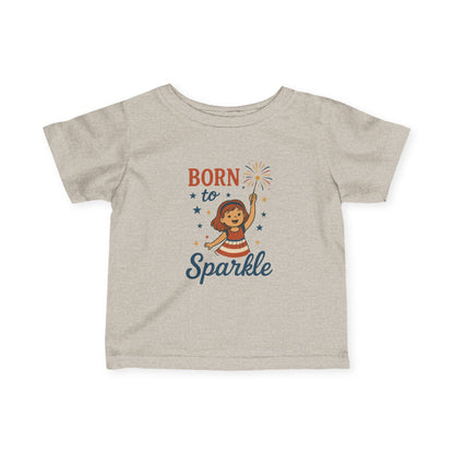 4th of July Baby Girl Tee, Born to Sparkle, Patriotic Toddler Tee, Independence Day Outfit for Girls