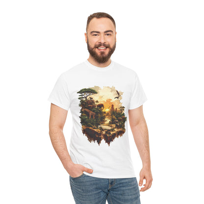Safari Sunset Animal Print T-Shirt, Jungle Wildlife Graphic Tee , African Nature Unisex Heavy Cotton Shirt, Gift for Nature Lovers