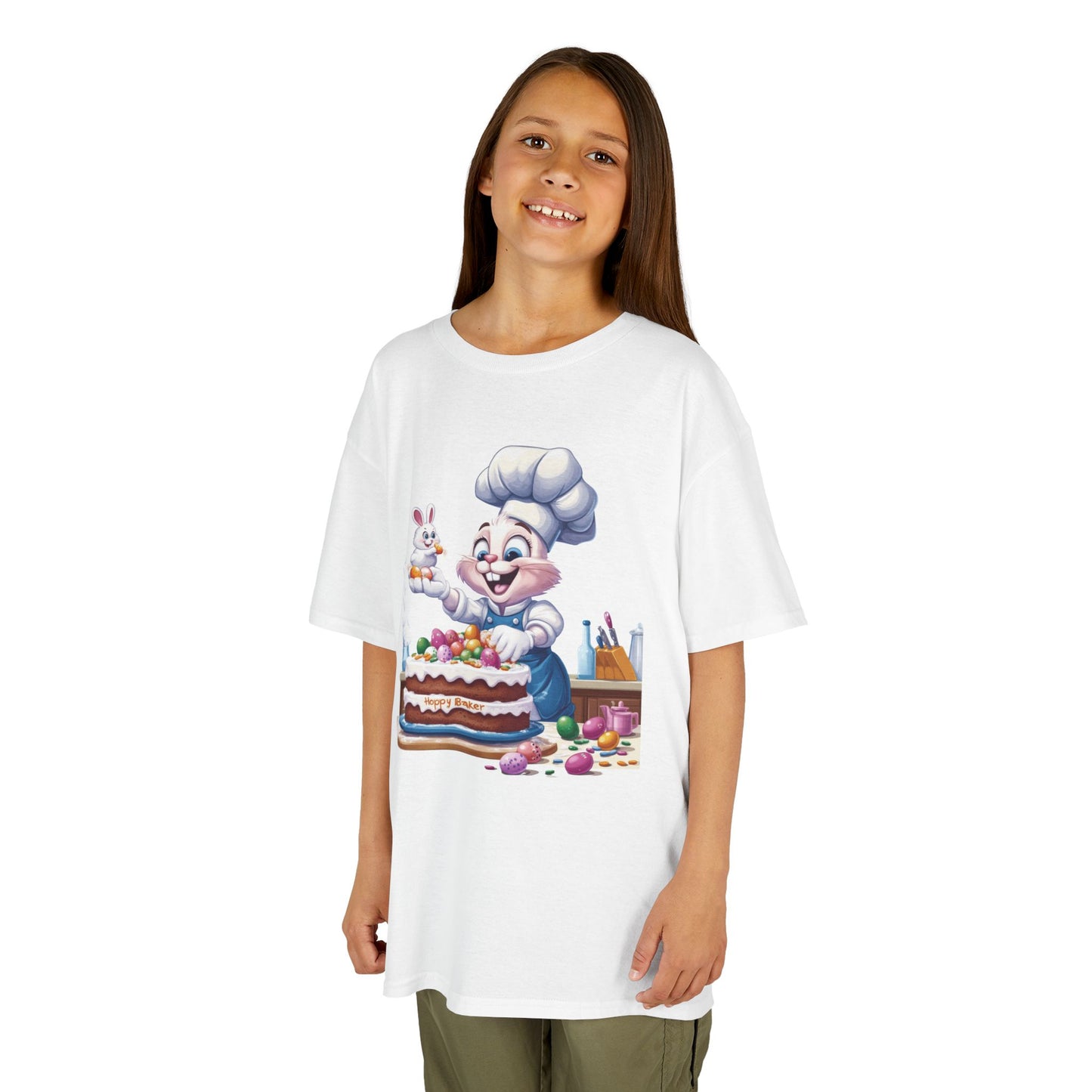 Pastry Chef Easter Bunny T-Shirt - Cute Spring Tee with Chef Bunny and Colorful Cake, Fun Holiday Gift for Kids and Bunny Lovers