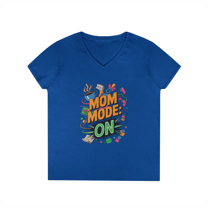 Mom Mode On Ladies V-Neck T-Shirt, Gift for Mom, Mother's Day Gift, Mother's Day Humor T-Shirt, Cute Mama Life Graphic Tee