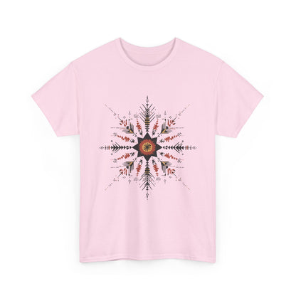 Boho Tribal Mandala Star Women's Cotton Tee, Ethnic Geometric Graphic T-Shirt, Festival Bohemian Style Gift, Bohemian Graphic Tee