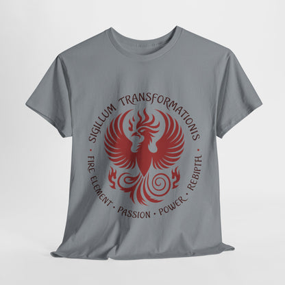Phoenix Fire Element T-Shirt, Sigillum Transformationis Seal, Passion Power Rebirth Totem, Phoenix Symbol Unisex Tee, Spiritual Tee