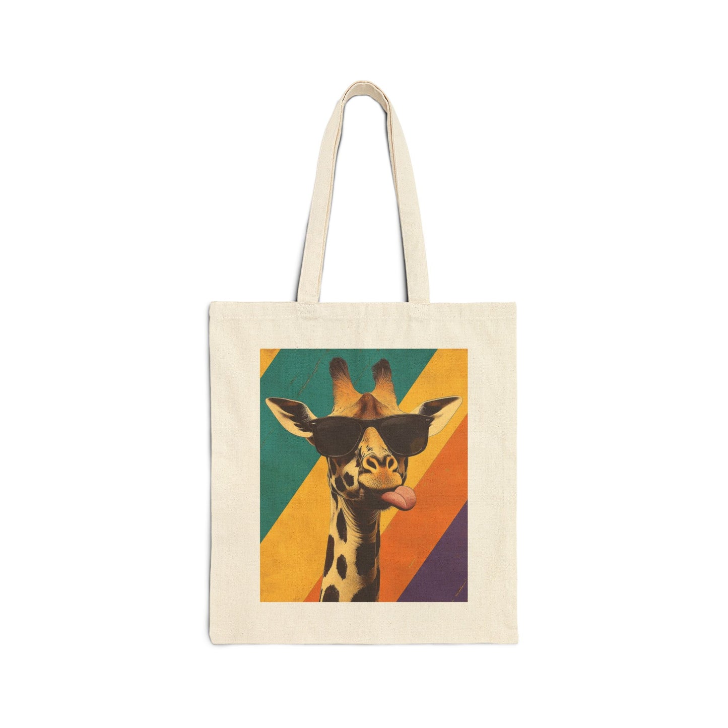 Funny Giraffe Tote Bag, Retro Pop Art Canvas Bag with Sunglasses & Attitude, Colorful Animal Print Tote, Quirky Gift for Cool People, Animal Lover Tote