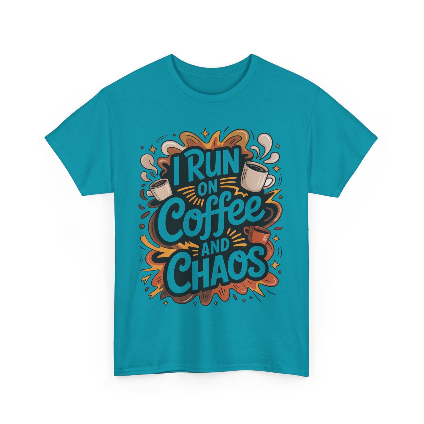 Funny Mens Coffee T-Shirt, I Run on Coffee and Chaos, Caffeinated Chaos Tee for Him, Perfect for Coffee Lovers, , Humor Tee