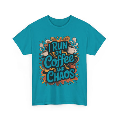 Funny Mens Coffee T-Shirt, I Run on Coffee and Chaos, Caffeinated Chaos Tee for Him, Perfect for Coffee Lovers, , Humor Tee