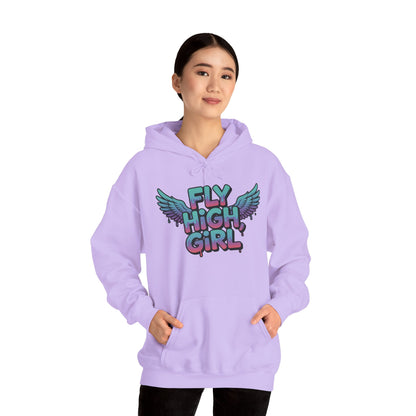Women's Hoodie Fly High Girl, Angel Wings Graffiti Drip Graphic Pullover, Streetwear Hoodie