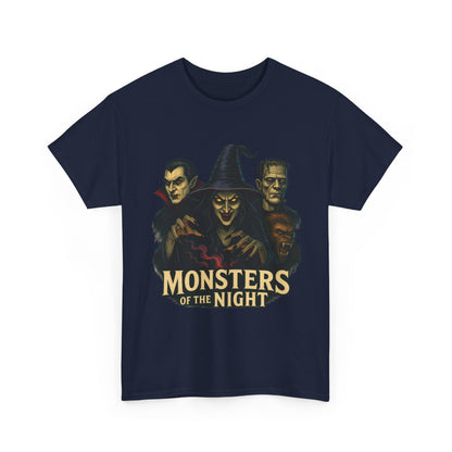Monsters of the Night Women's T-Shirt, Classic Horror Witch, Vampire, Frankenstein Halloween Tee