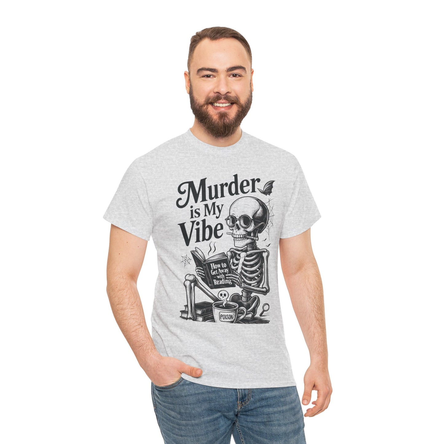 Mens Heavy Cotton Tee - "Murder is My Vibe" Graphic Shirt for Ghoulish Vibes, Halloween Fun, Spooky Season, Casual Wear, Gift for [...]