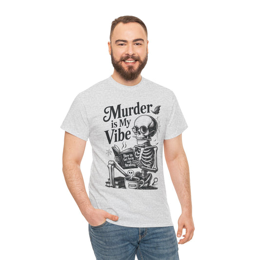 Mens Heavy Cotton Tee - "Murder is My Vibe" Graphic Shirt for Ghoulish Vibes, Halloween Fun, Spooky Season, Casual Wear, Gift for [...]