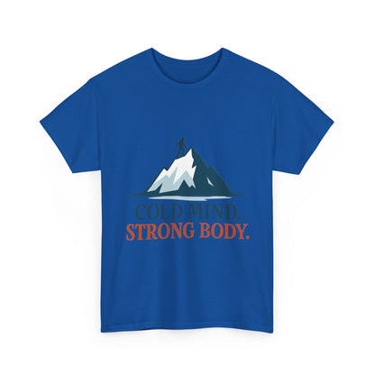 Cold Mind Strong Body Mens T-Shirt, Nordic Minimalist Mountain Hiking Tee