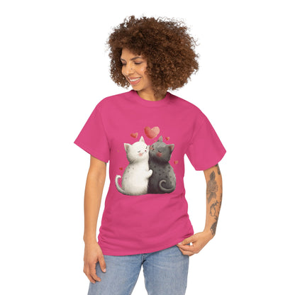 Cute Cat Love T-Shirt, Adorable Feline Couple Tee, Gift for Cat Lovers, Valentine's Day Shirt, Cozy Everyday Wear, Cat Mom T-Shirt