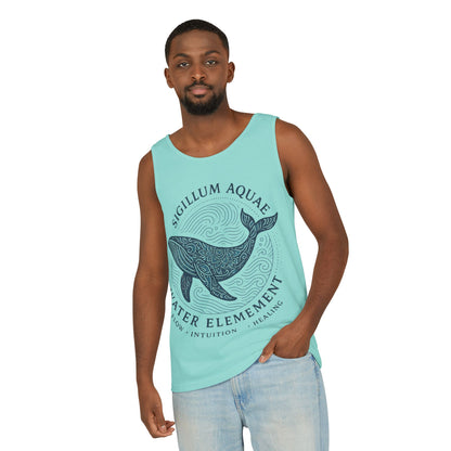Water Element Whale Tank Top, Sigillum Aquae Symbol, Spiritual Ocean Totem Tee, Nature Energy Tee, Beachwear, Mindfulness Fashion