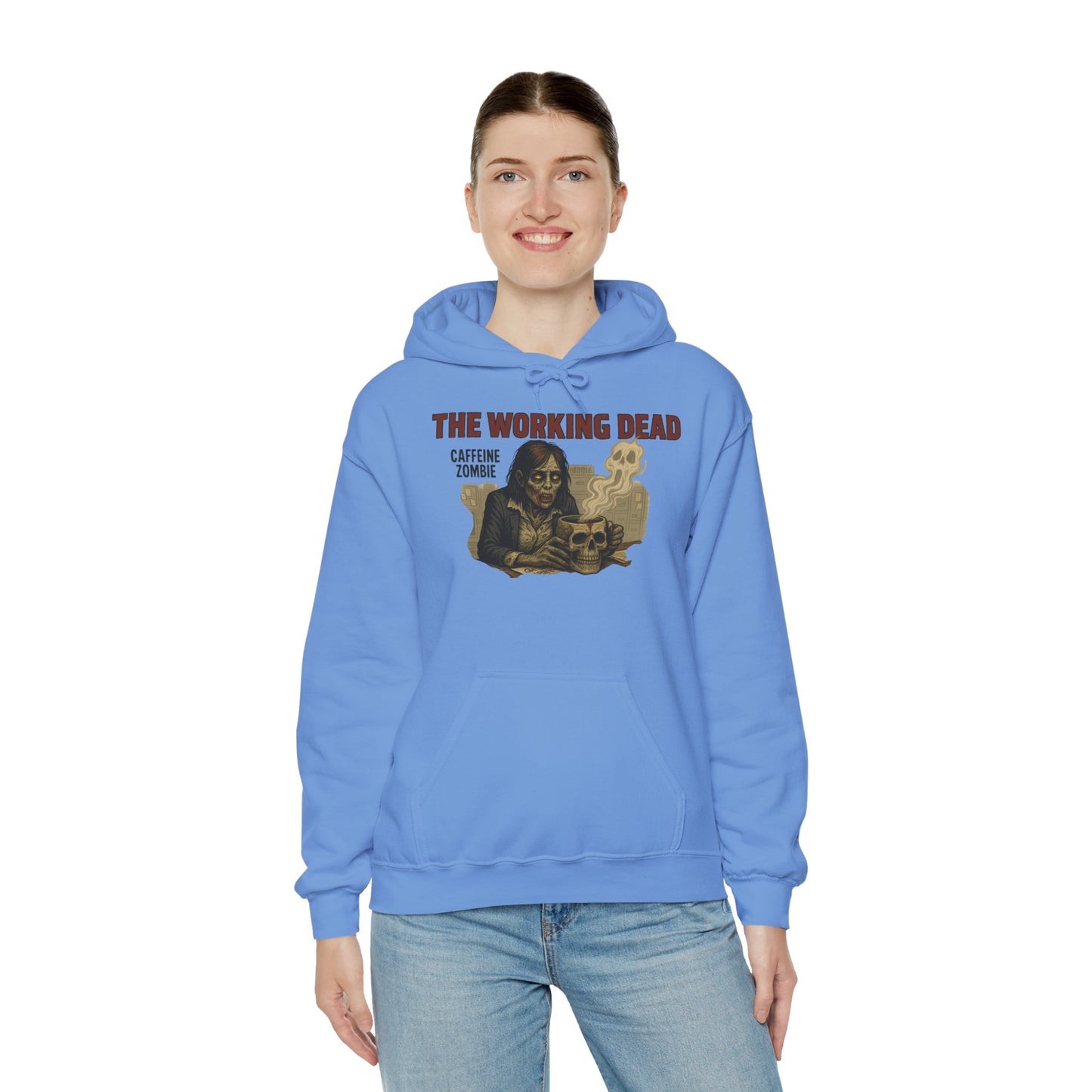 The Working Dead Women's Zombie Hoodie, Work Humor Hoodie, Halloween Work Top, Coffee Zombie Hoodie