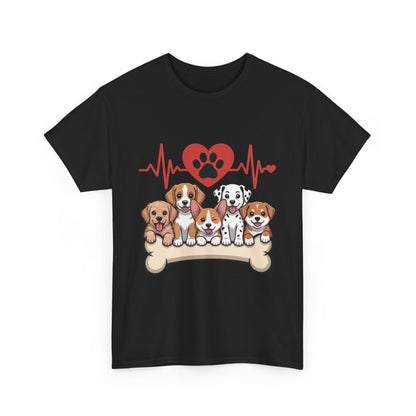 Cute Puppy Heartbeat Women's T-Shirt, Dog Lover Gift, Paw Print Heart Graphic Tee