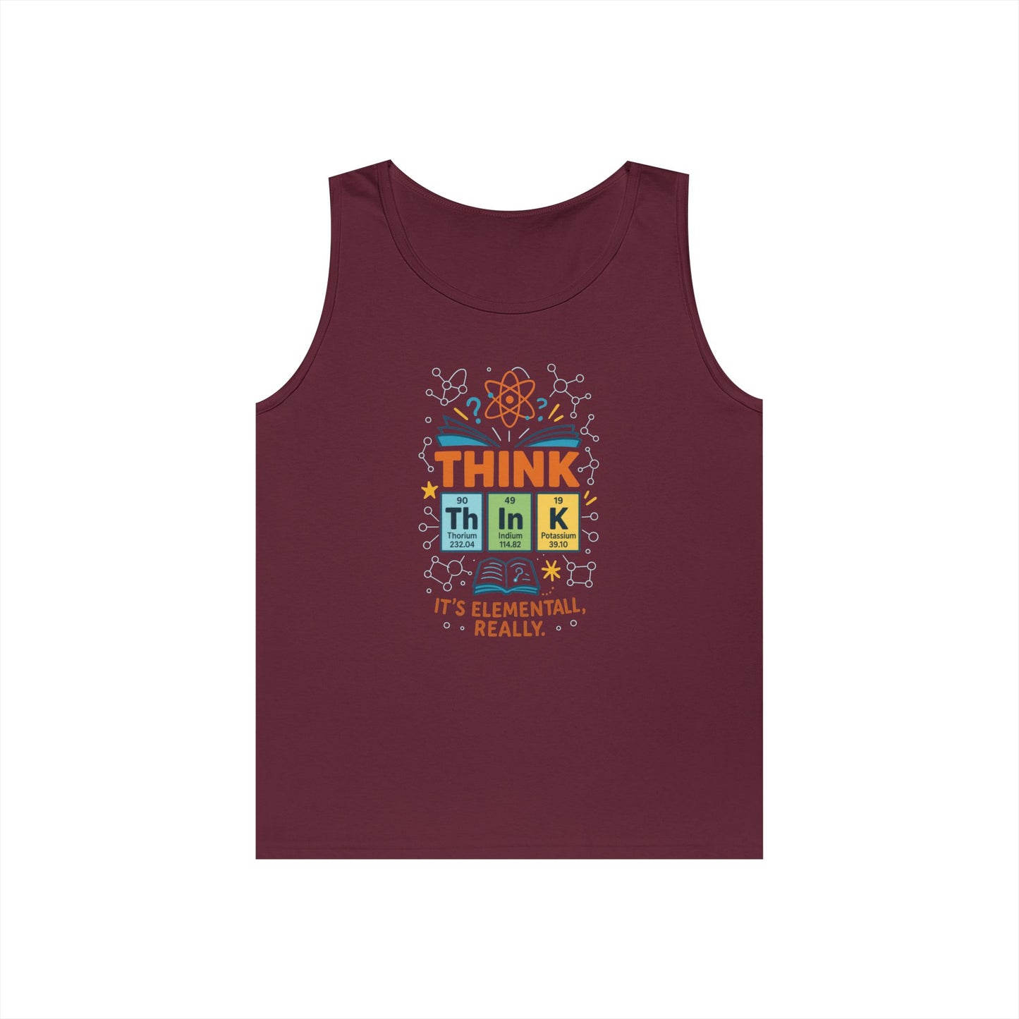 Think Tank Top for Men, Nerdy Chemistry Shirt, Periodic Table Funny Science Tank, Geeky STEM Gift for Him, Science Lovers Gift