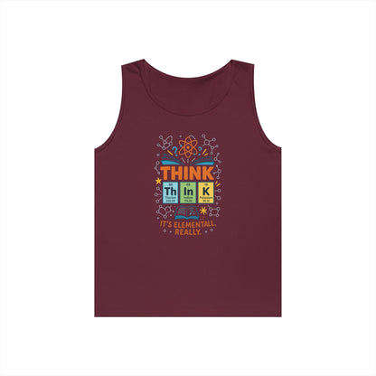 Think Tank Top for Men, Nerdy Chemistry Shirt, Periodic Table Funny Science Tank, Geeky STEM Gift for Him, Science Lovers Gift