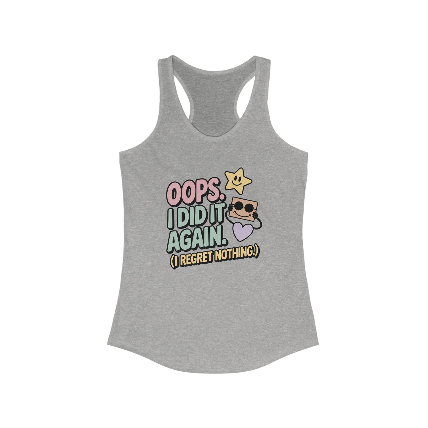 Oops I Did It Again Racerback Tank Top, Fun Summer Top, Gift for Music Lovers, Trendy Workout Shirt, Casual Beach Wear, Perfect for Parties
