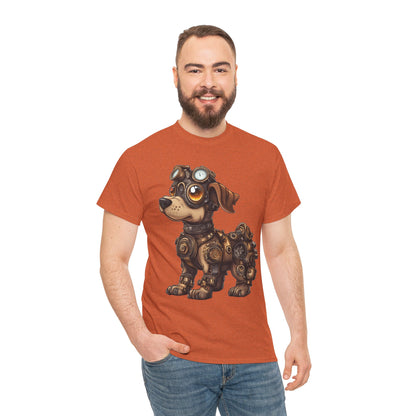 Cyberpunk Pup Design Mens Tee, Steampunk Dog Tee, Dog Lover Gift, Vintage Style, Fun Graphic Tee, Quirky Pet Apparel