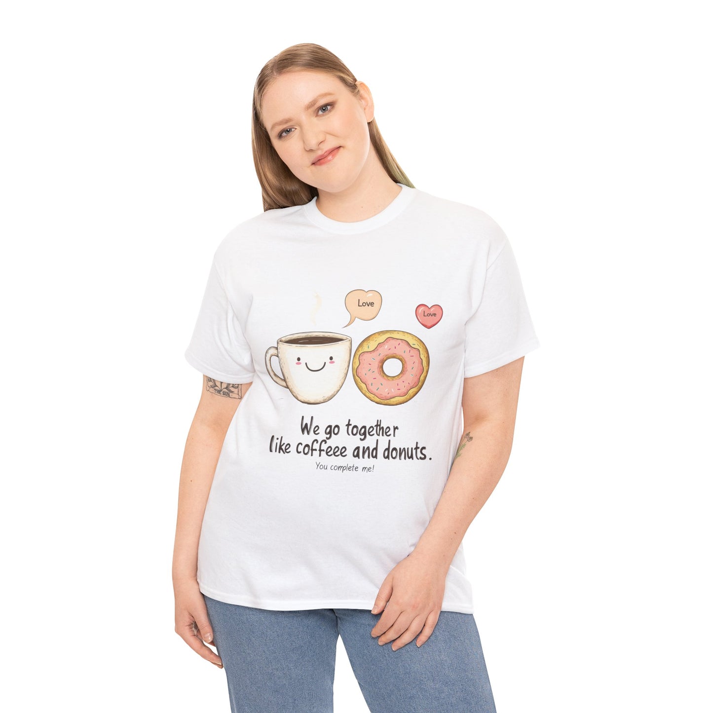 Cute Coffee and Donut Love T-Shirt, Funny Couple Quote, Kawaii Breakfast Graphic Shirt, Gift for Coffee Lovers, Gift for Valentine's Day