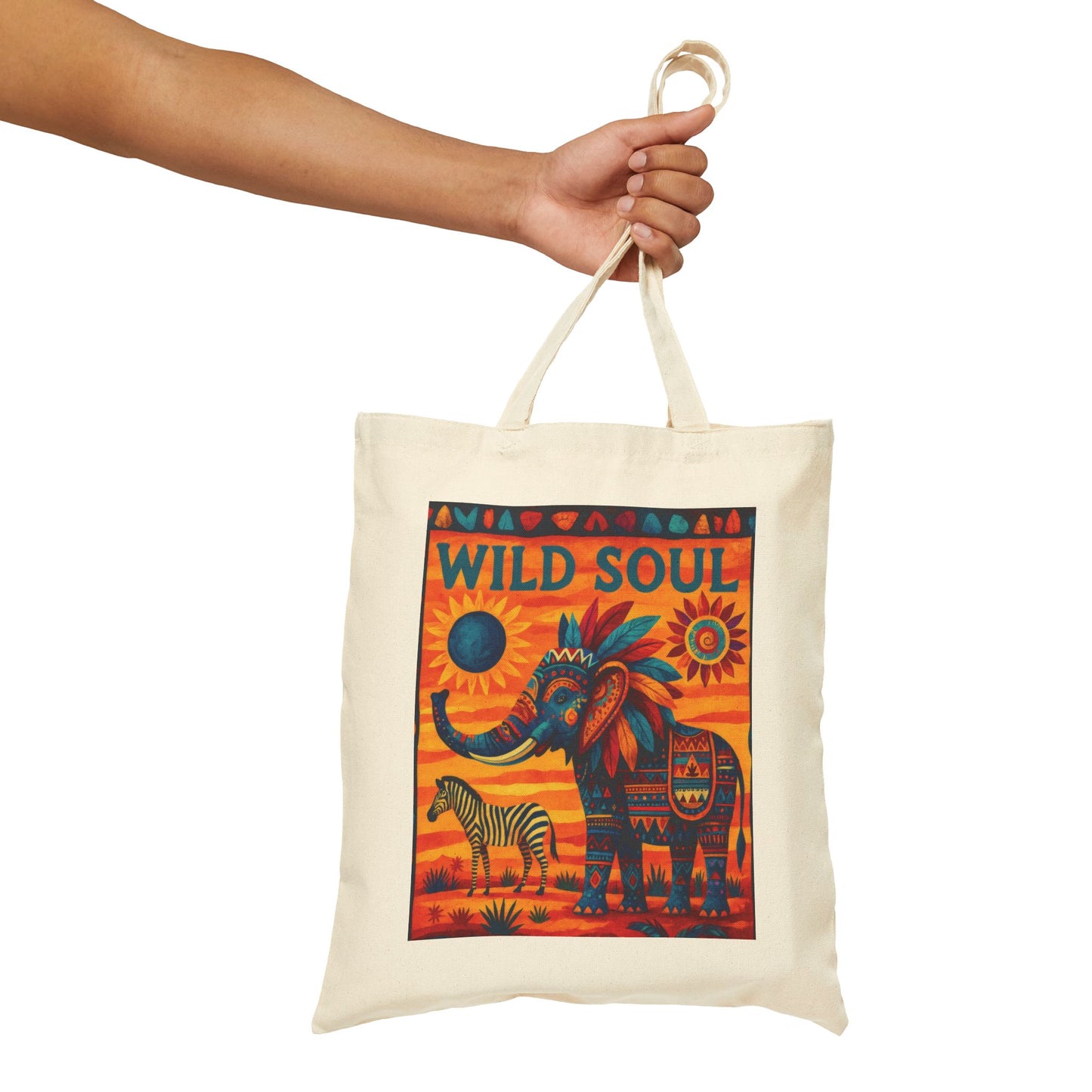 Wild Soul Elephant Tote Bag, Boho Canvas Bag, Eco-Friendly Reusable Shopping Tote, Perfect for Gifts & Everyday Use