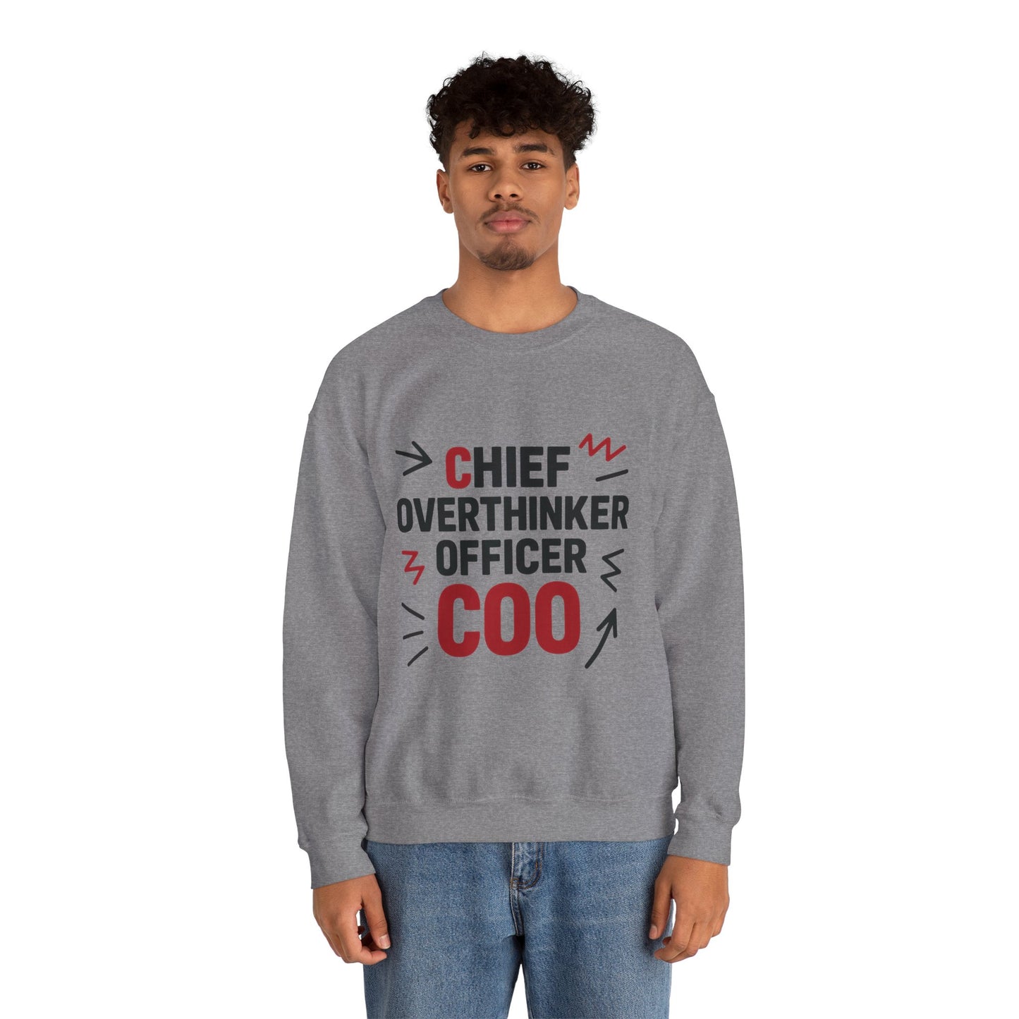 Chief Overthinker Officer Men's Sweatshirt, COO Funny Office Humor Graphic Pullover, Men's Heavy Blend™ Crewneck Sweatshirt