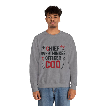 Chief Overthinker Officer Men's Sweatshirt, COO Funny Office Humor Graphic Pullover, Men's Heavy Blend™ Crewneck Sweatshirt