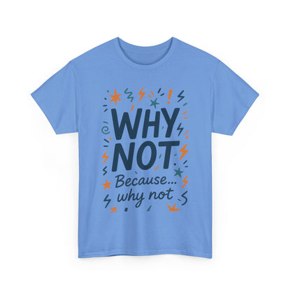 Why Not Mens Heavy Cotton Tee, Fun Motivational Graphic Tee, Casual Wear, Gift for Friends, Birthday Gift, Everyday Comfort