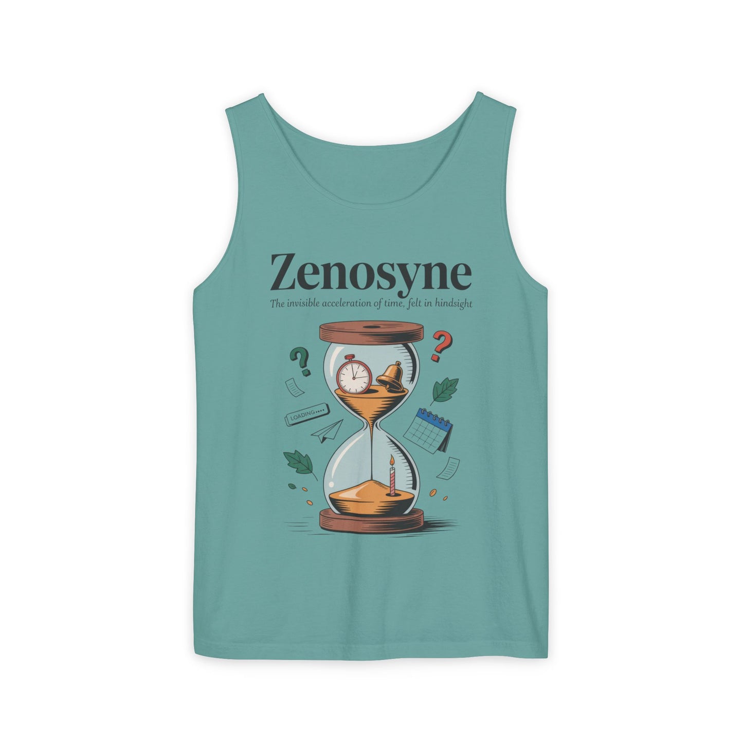 Zenosyne Tank Top, Unisex Garment-Dyed Tee, Time Awareness Gift, Casual Summer Wear, Philosophy Shirt, Unique Everyday Apparel
