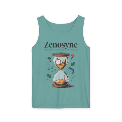 Zenosyne Tank Top, Unisex Garment-Dyed Tee, Time Awareness Gift, Casual Summer Wear, Philosophy Shirt, Unique Everyday Apparel