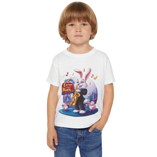 Easter Bunny Jazz Toddler T-Shirt - Cute Music Themed Tee for Kids, Saxophone Bunny Spring Shirt, Fun Gift for Little Boys & Girls