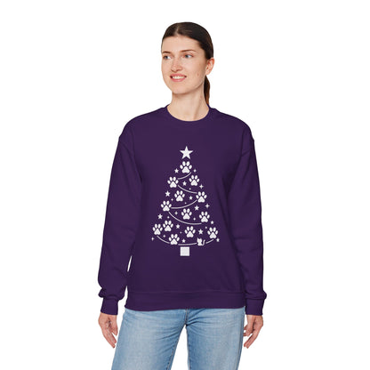Paw Christmas Tree Women's Sweatshirt, Pet Lover Holiday Sweater